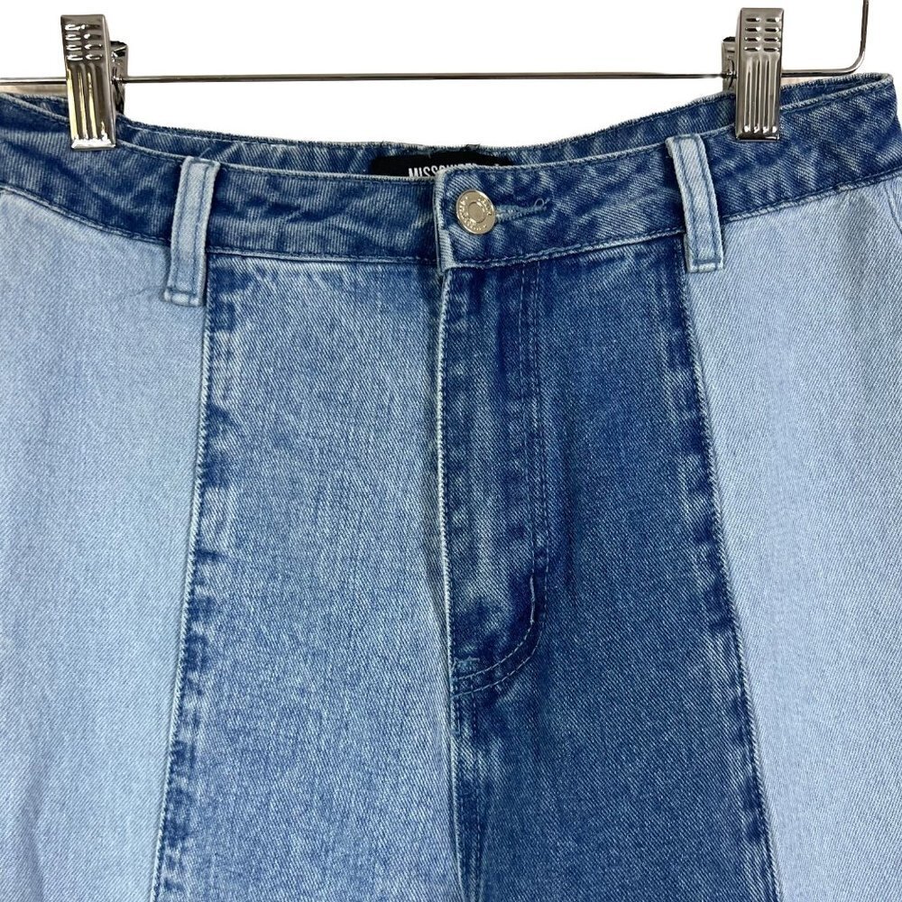 Missguided Patchwork Straight Leg Blue Jeans Deni… - image 4